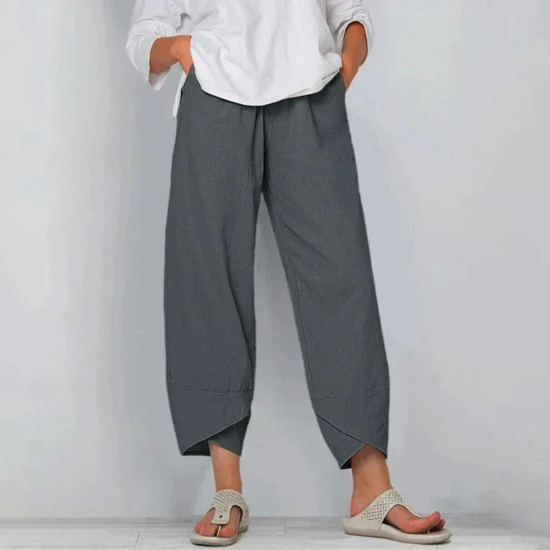 Women's Wide-Leg Pants Pleated Front Tulip Hem Side Pockets – Garden Walk