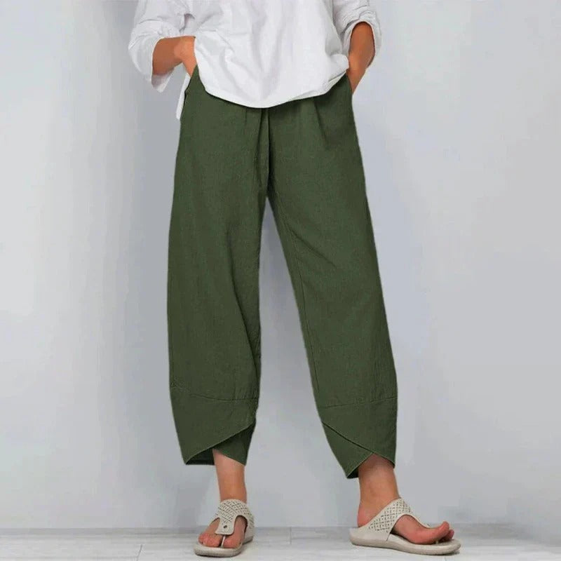 Women's Wide-Leg Pants Pleated Front Tulip Hem Side Pockets – Garden Walk
