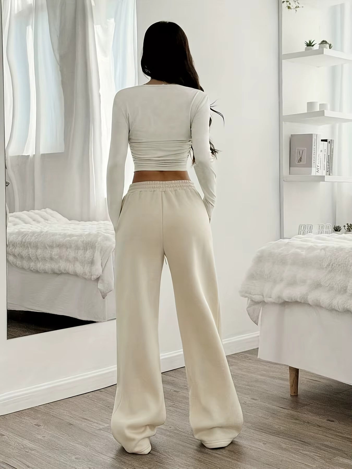 Women's Wide Leg Sweatpants Drawstring Waist – Comfort Wear