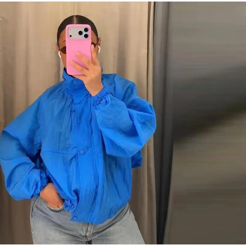 Women's Windbreaker Jacket Stand Collar Raglan Sleeve – Travel Days