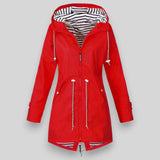 Women's Windbreaker Rain Jacket Hooded Full Zip Mid-Thigh – Seasonal Weather Wear