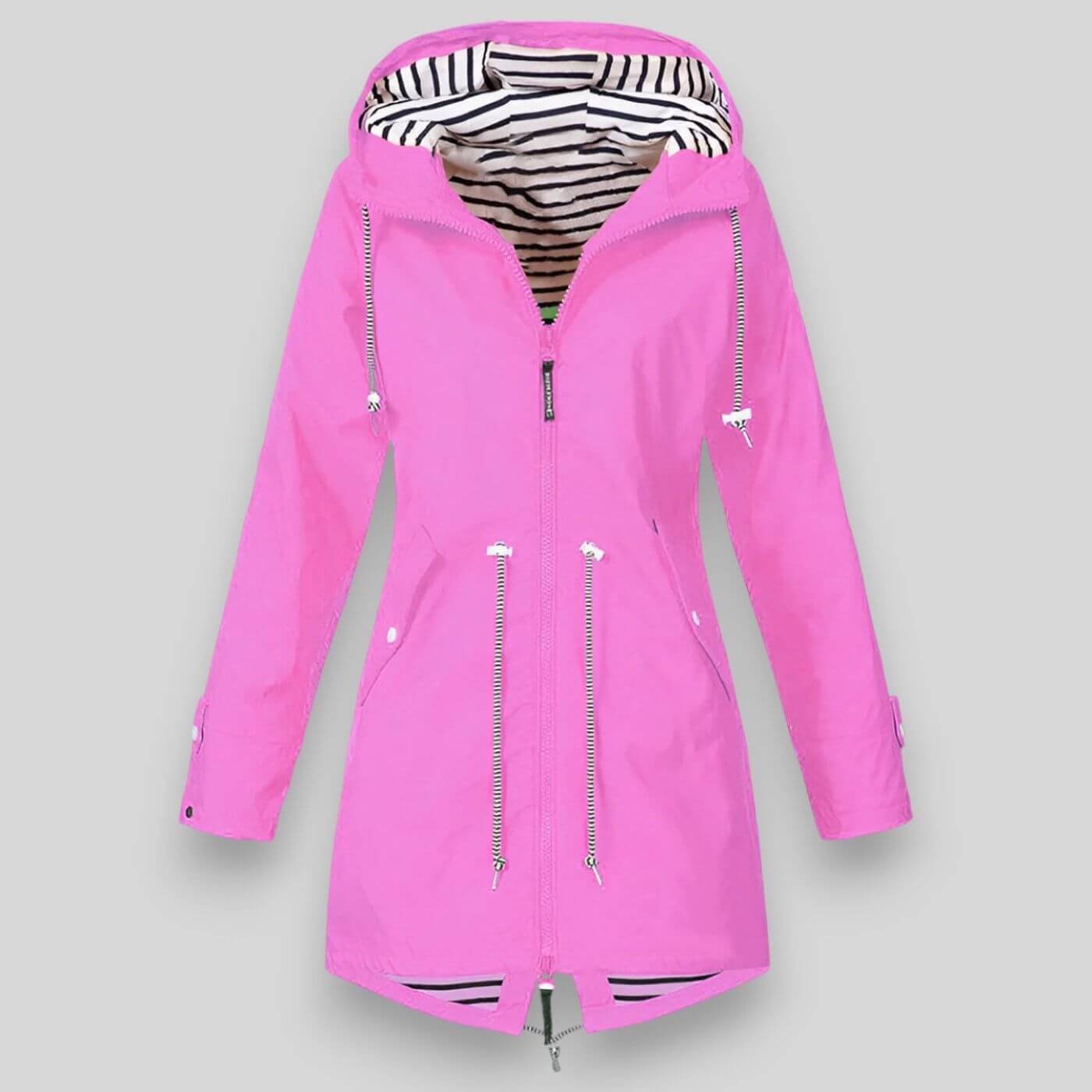 Women's Windbreaker Rain Jacket Hooded Full Zip Mid-Thigh – Seasonal Weather Wear