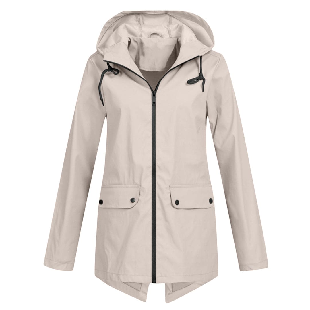 Women's Windbreaker Rain Jacket Hooded Zip Front High Collar – Outdoor Wear