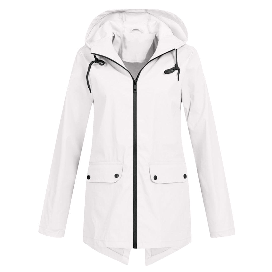 Women's Windbreaker Rain Jacket Hooded Zip Front High Collar – Outdoor Wear