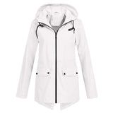 Women's Windbreaker Rain Jacket Hooded Zip Front High Collar – Outdoor Wear