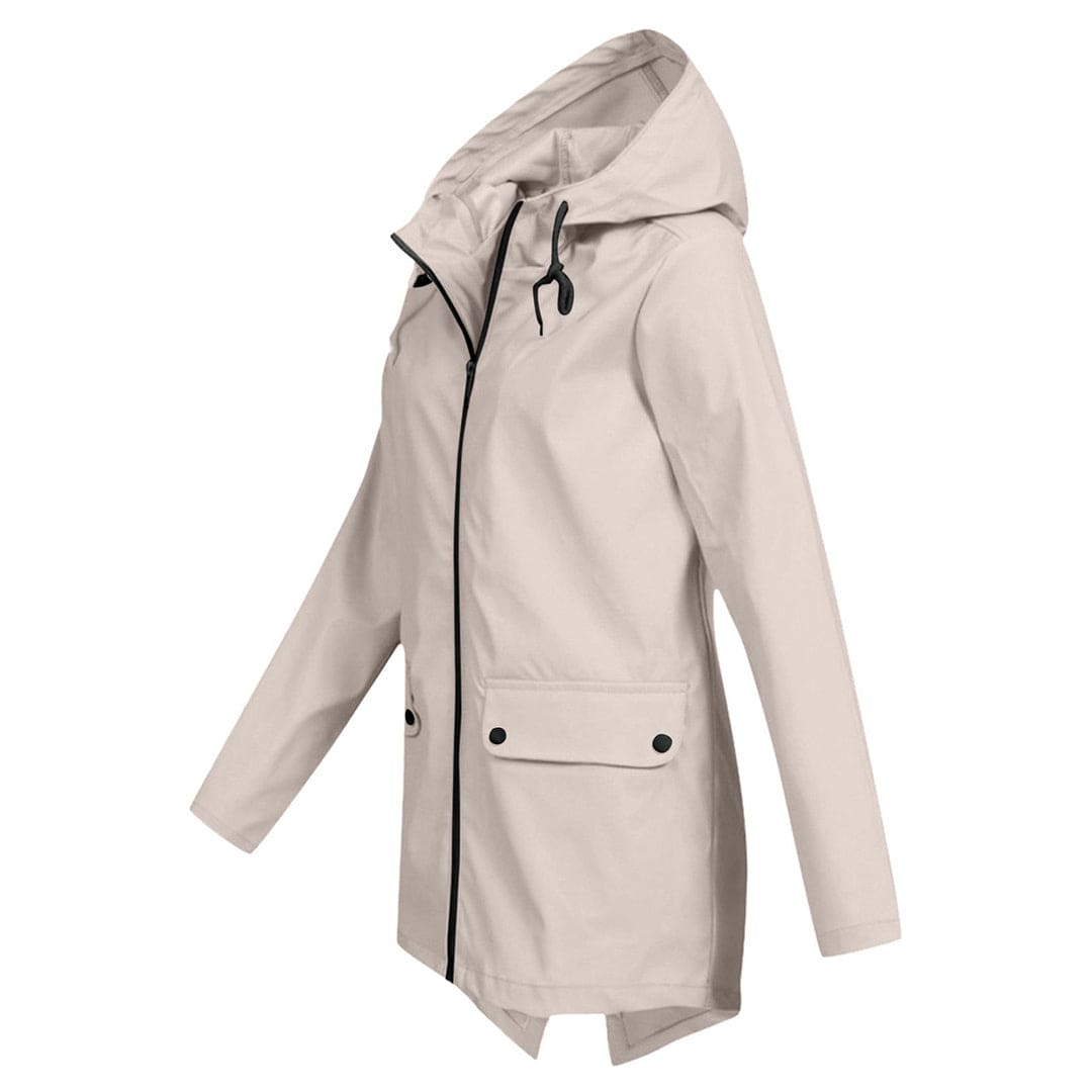 Women's Windbreaker Rain Jacket Hooded Zip Front High Collar – Outdoor Wear