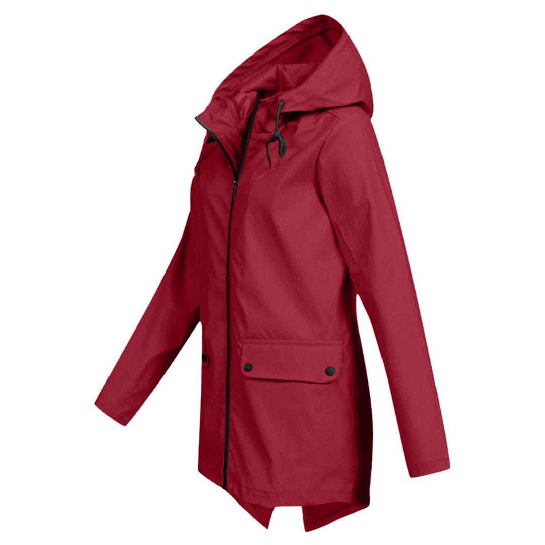Women's Windbreaker Rain Jacket Hooded Zip Front High Collar – Outdoor Wear