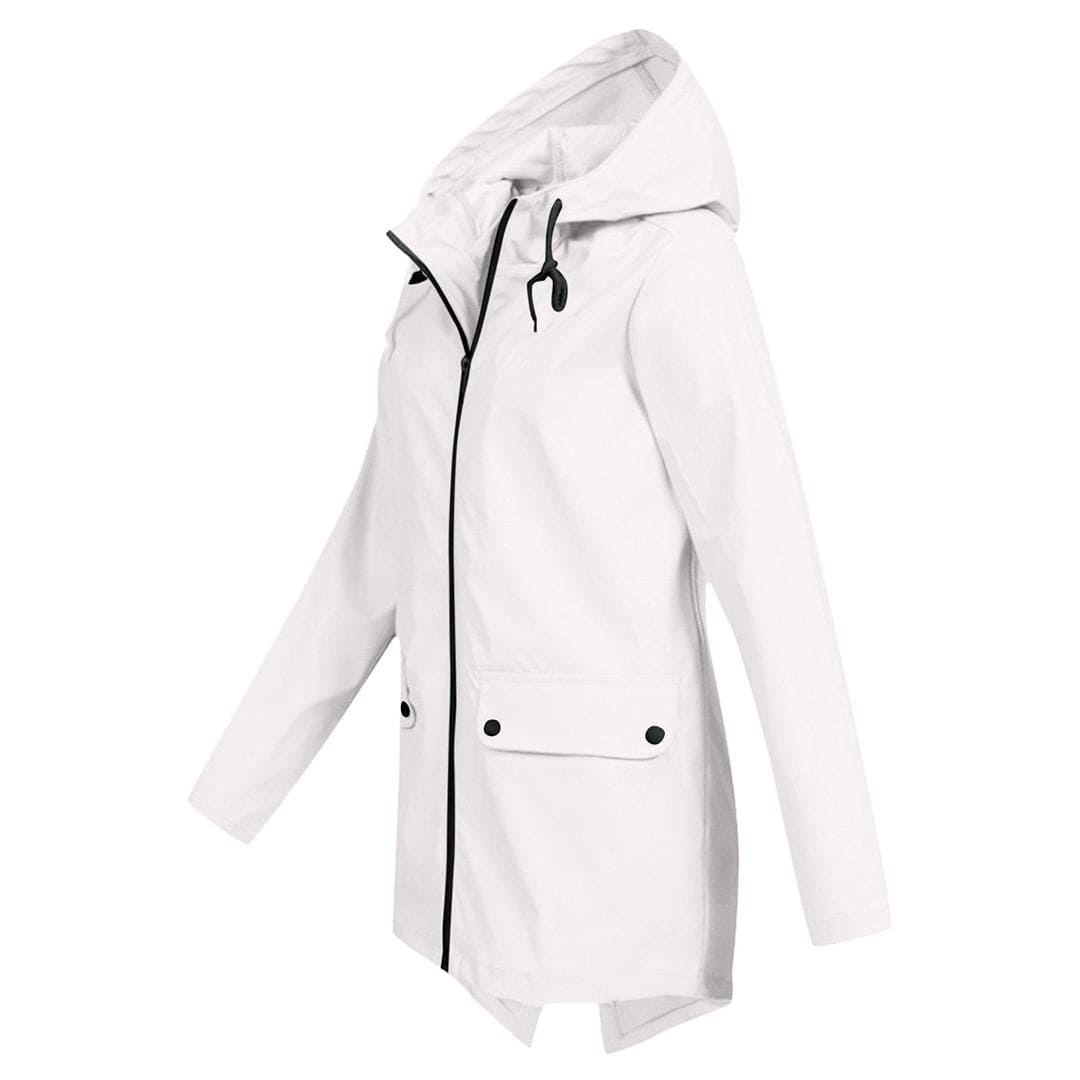 Women's Windbreaker Rain Jacket Hooded Zip Front High Collar – Outdoor Wear