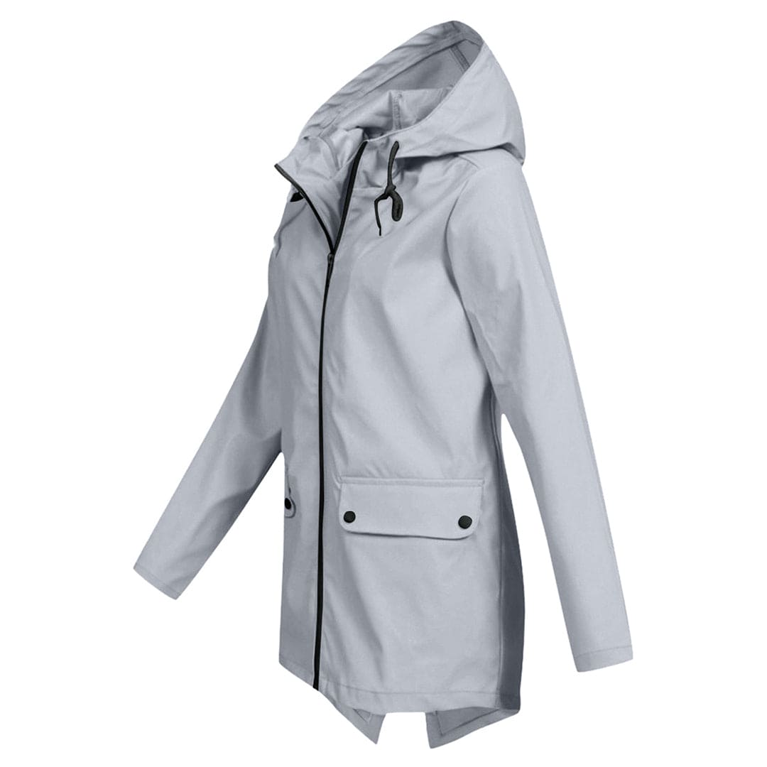 Women's Windbreaker Rain Jacket Hooded Zip Front High Collar – Outdoor Wear