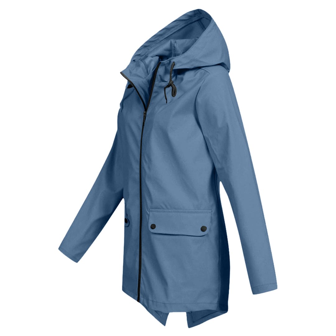 Women's Windbreaker Rain Jacket Hooded Zip Front High Collar – Outdoor Wear
