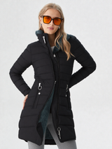 Women’s Winter Hooded Faux Fur Quilted Coat Zip Front – Snowy City Walks