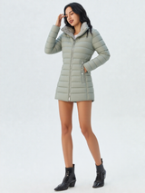 Women’s Winter Hooded Faux Fur Quilted Coat Zip Front – Snowy City Walks