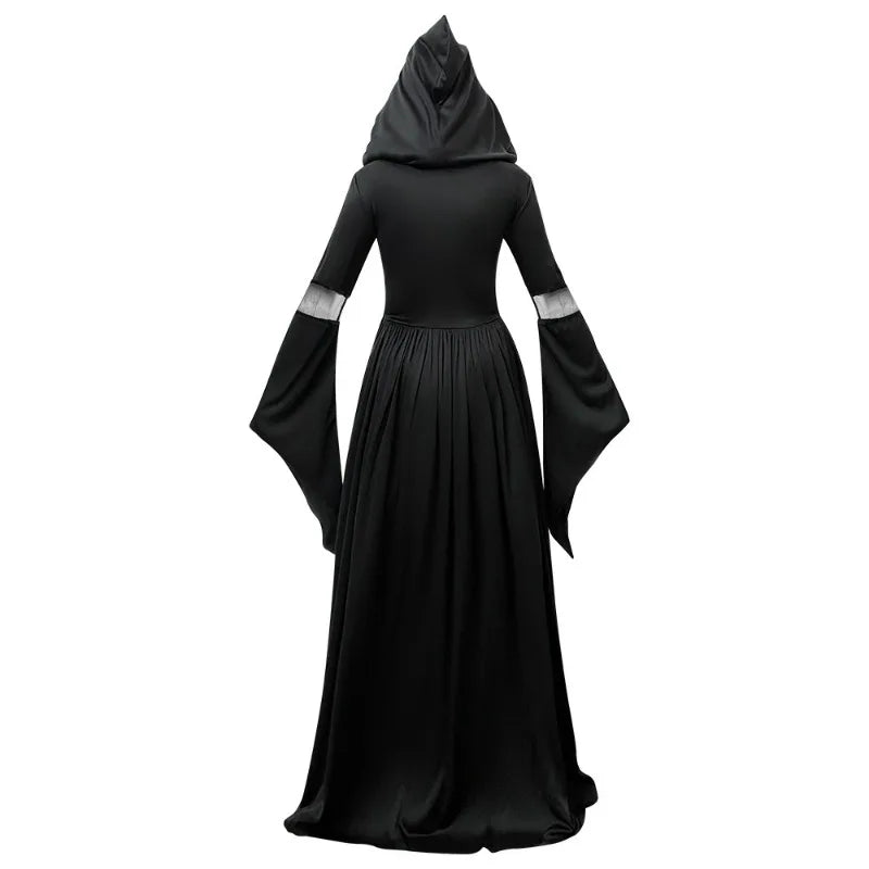 Women's Witch Dress Hooded Lace-Up Flare Sleeve – Halloween Moonlight Event