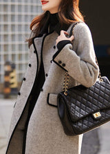 Women’s Wool Coat Double-Breasted Front Contrast Trim Flap Pockets – Winter Conferences