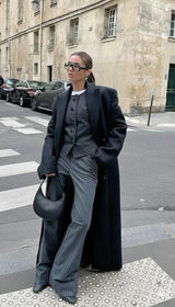Women’s Wool Maxi Coat Double Breasted Notched Collar – Winter City Trips