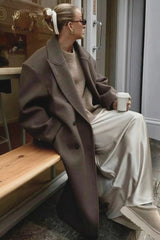Women’s Wool Maxi Coat Double Breasted Notched Collar – Winter City Trips