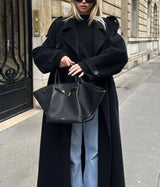 Women’s Wool Trench Coat Notched Collar Double Breasted Belted – City Appointments