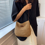 Women's Woven Crossbody Bag Flap Closure – Summer Style