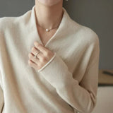 Women's Wrap Sweater V Neck Long Sleeve Pullover Ribbed Hem – Workwear