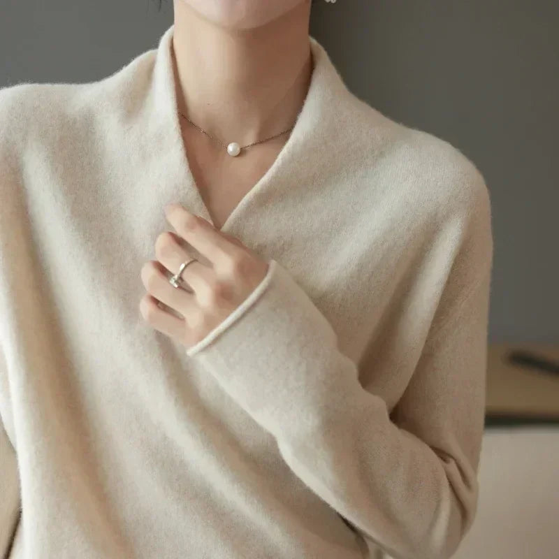 Women's Wrap Sweater V Neck Long Sleeve Pullover Ribbed Hem – Workwear