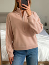 Women's Zip Sweater Stand Collar Long Sleeve Ribbed Hem – Travel Day
