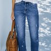 Women’s Straight-Leg Cropped Jeans Distressed Frayed Hem – City Market Visits
