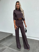 Women's 2 Piece SetCropped Top Wide Leg High Neck – Cocktail Party