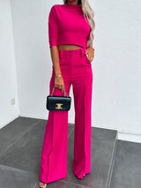 Women's 2 Piece SetCropped Top Wide Leg High Neck – Cocktail Party
