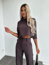 Women's 2 Piece SetCropped Top Wide Leg High Neck – Cocktail Party