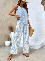 Women's 2 Piece Set Tank Top Wide Leg Straight Neck – Going Out