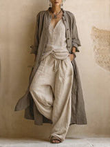 Women's 3-Piece Set Longline Layer Sleeveless Top Trousers – Art Gallery Visit