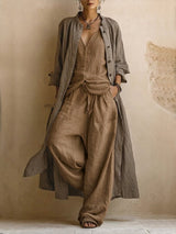 Women's 3-Piece Set Longline Layer Sleeveless Top Trousers – Art Gallery Visit