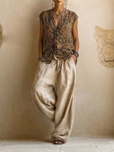 Women's 3-Piece Set Printed Top Trousers Long Outer Layer – Cultural Festival