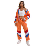 Women's 80s Vintage Disco Costume Zip Front Two-Piece – Halloween Retro Party