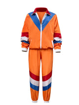 Women's 80s Vintage Disco Costume Zip Front Two-Piece – Halloween Retro Party