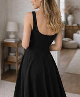 Women's A-Line Midi Dress Square Neck Wide Strap – Bridal Shower Brunch