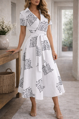 Women's A-Line Midi Dress Waist Tie Sleeved – Garden Party Reception