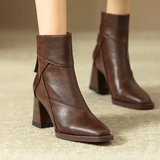 Women's Ankle Boots Block Heel Tassel Zip Rounded Toe – Office Wear