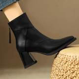 Women's Ankle Boots Block Heel Tassel Zip Rounded Toe – Office Wear