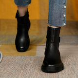 Women's Ankle Boots Buckle Strap Round Toe Platform Sole – Weekend Outing