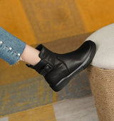 Women's Ankle Boots Buckle Strap Round Toe Platform Sole – Weekend Outing