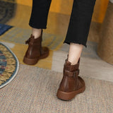 Women's Ankle Boots Buckle Strap Round Toe Platform Sole – Weekend Outing