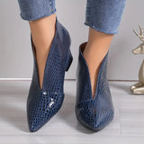 Women's Ankle Boots Croc Embossed Pointed Toe Block Heel – Night Out