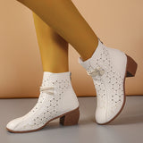 Women's Ankle Boots Cutout Round Toe Block Heel Rope Accent – Dinner Outing