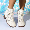 Women's Ankle Boots Cutout Round Toe Block Heel Rope Accent – Dinner Outing