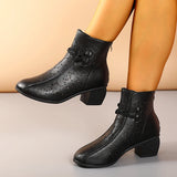 Women's Ankle Boots Cutout Round Toe Block Heel Rope Accent – Dinner Outing