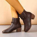 Women's Ankle Boots Cutout Round Toe Block Heel Rope Accent – Dinner Outing