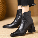 Women's Ankle Boots Square Toe Block Heel Front Zip – Evening Casual Style