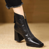 Women's Ankle Boots Square Toe Block Heel Front Zip – Evening Casual Style