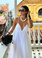 Women's Backless Maxi Dress V-Neck Spaghetti Strap – Pool Party
